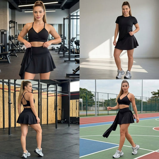 Set 3 Piezas Top + Blusa + Falda Short