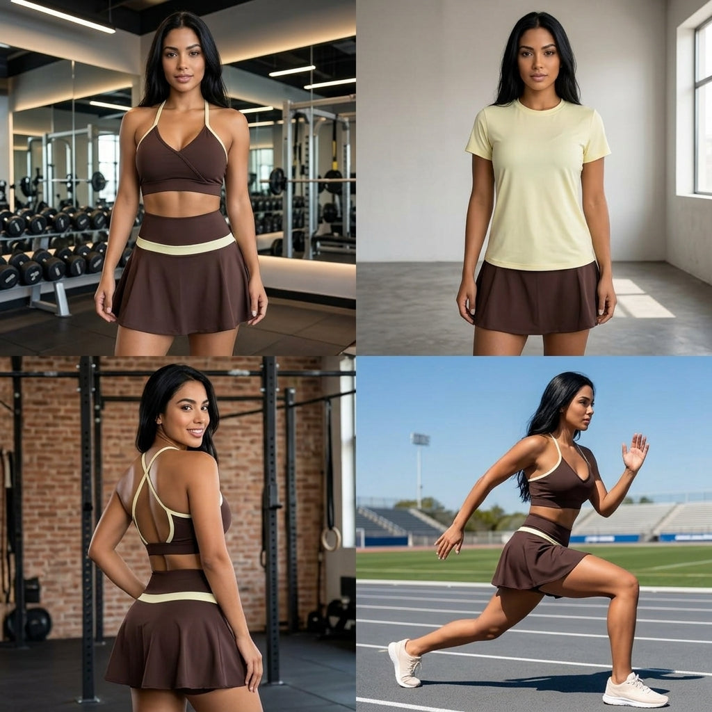 Set 3 Piezas Top + Blusa + Falda Short